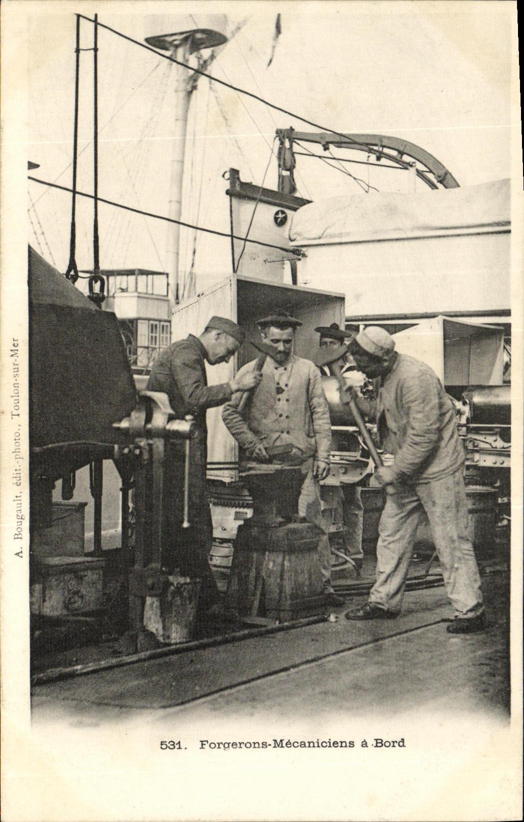 VINTAGE POSTCARD Bateau Blacksmiths Mechanics has edge