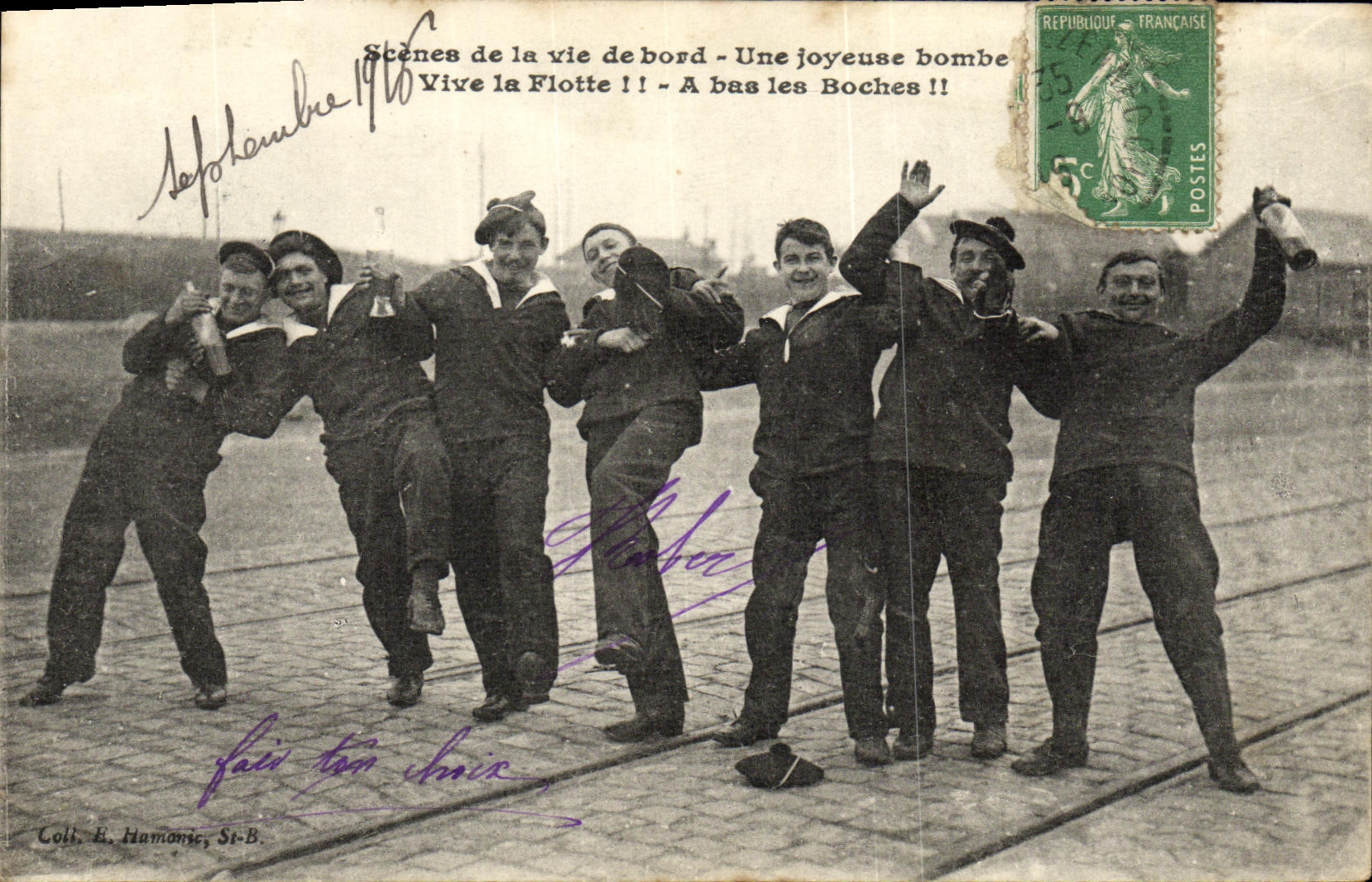 VINTAGE POSTCARD Bateau War Scenes of the life has edge a merry Vive bomb the MArisn fleet