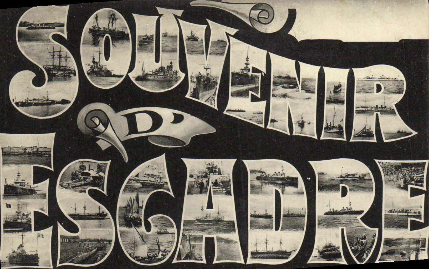VINTAGE POSTCARD Boat Souvenir D squadron