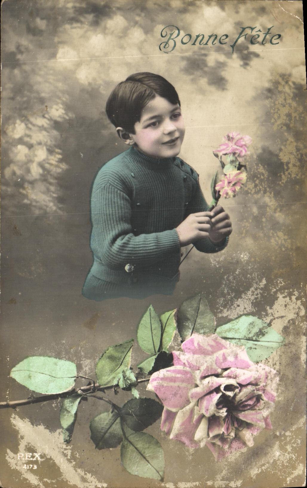 VINTAGE POSTCARD Fantasy Flowers Child Boy