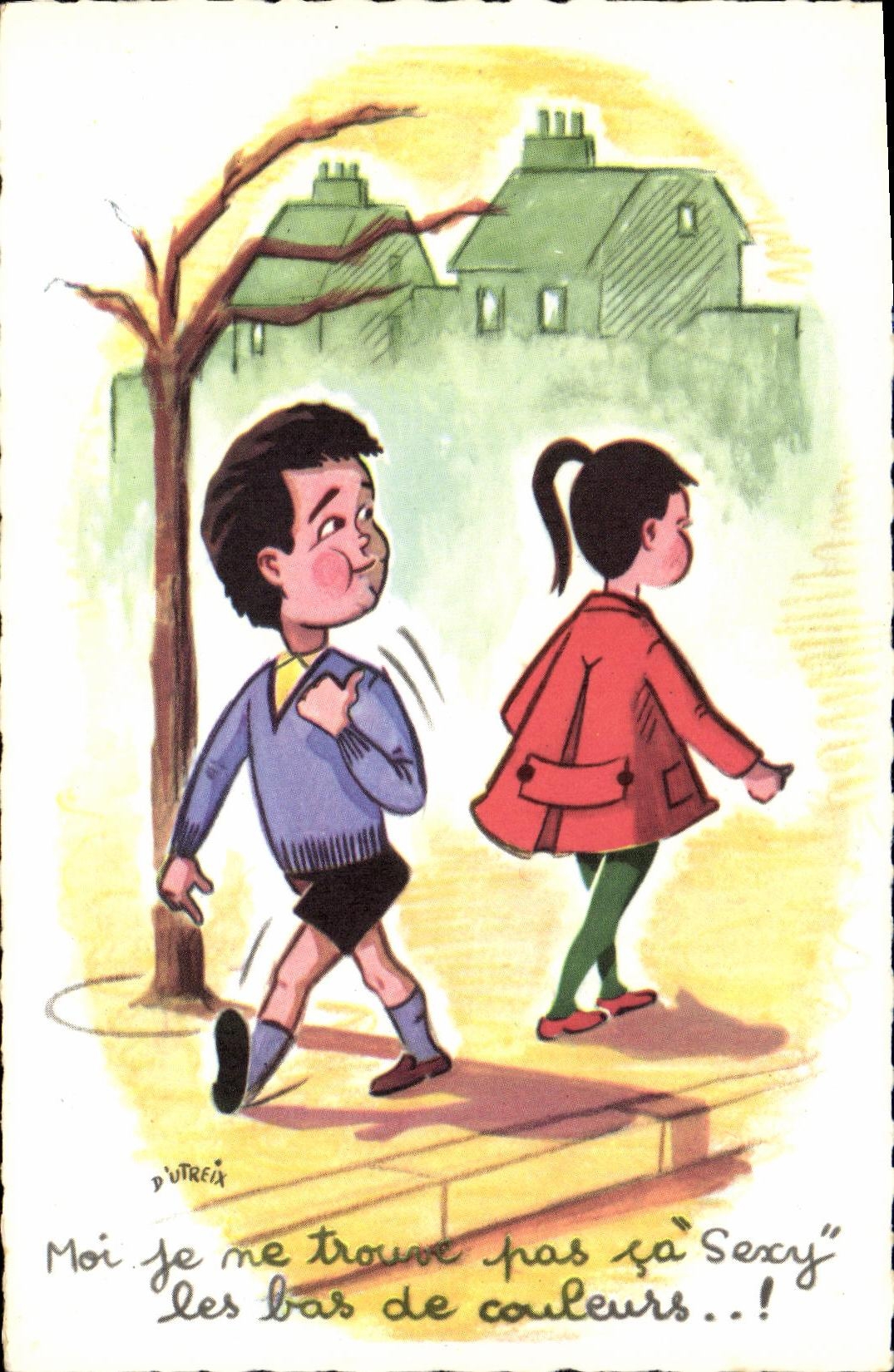 CPA Fantaisie Enfants Moi je ne trouve pas ca sexy les bas de couleurs