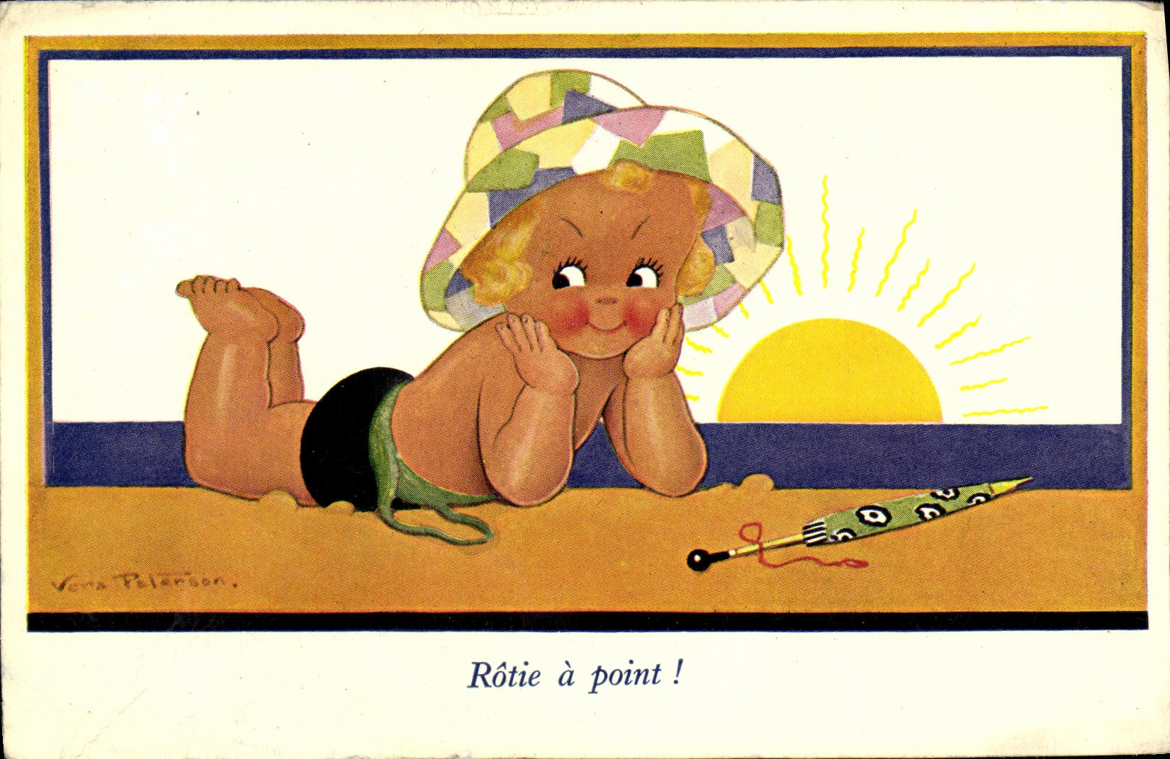 VINTAGE POSTCARD Fantaisie Roast Child does not have