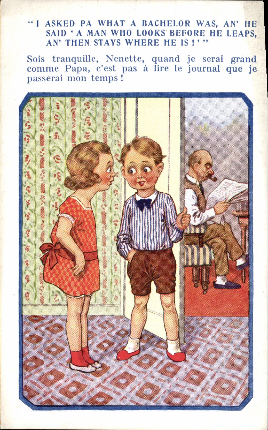 VINTAGE POSTCARD Fantasy Bachelor Children