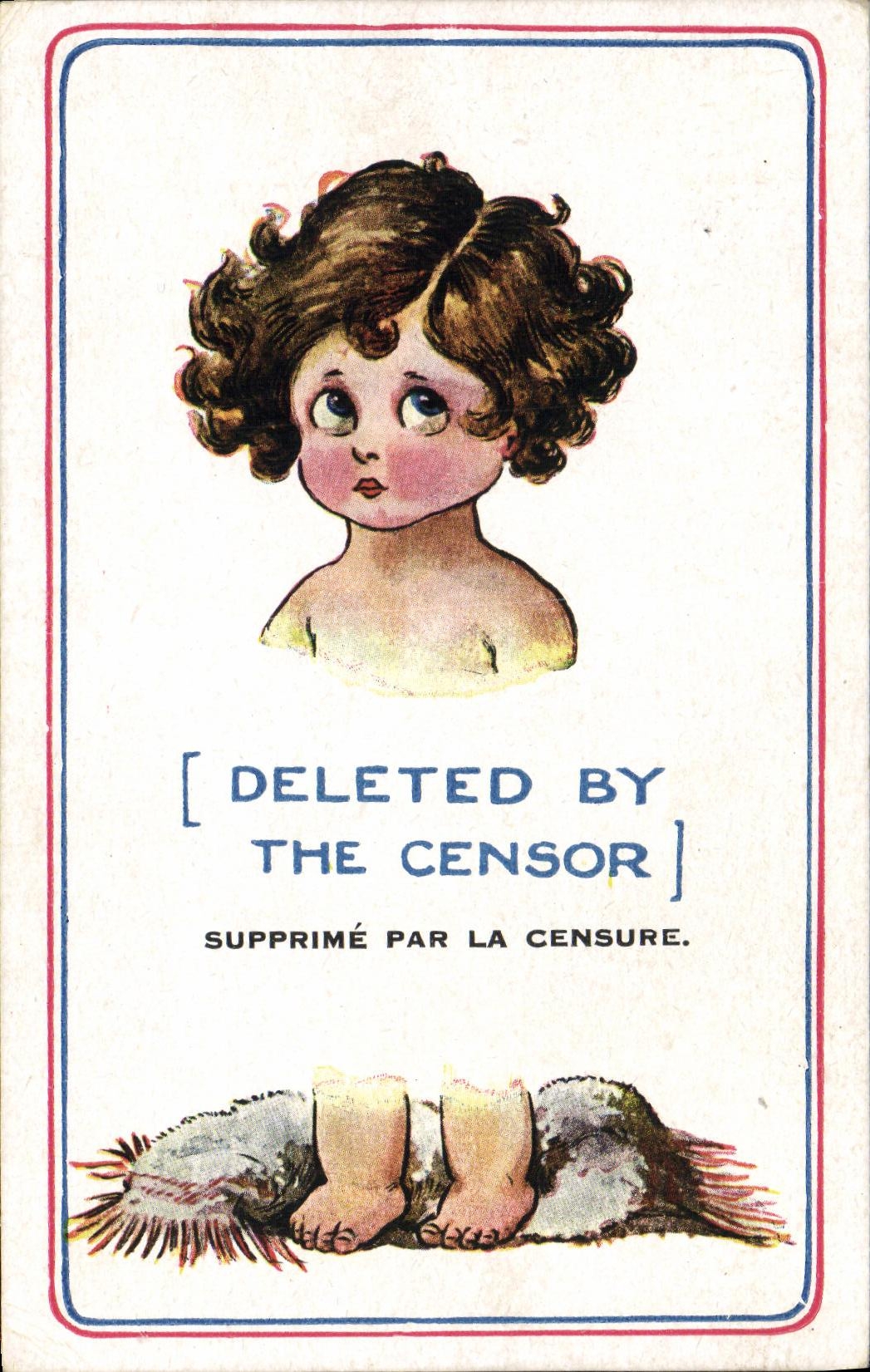VINTAGE POSTCARD Fantasy Child Deleted by the censor Censure