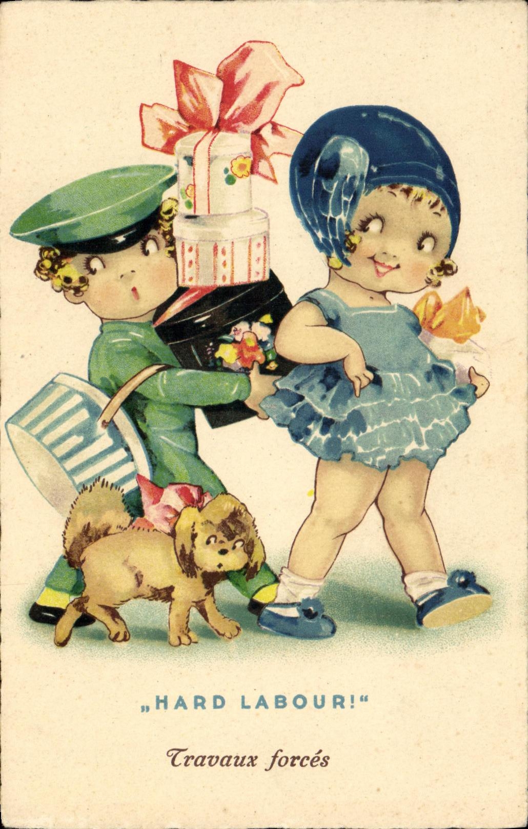 CPA Fantaisie Enfants Chien Hard labour Travaux forces