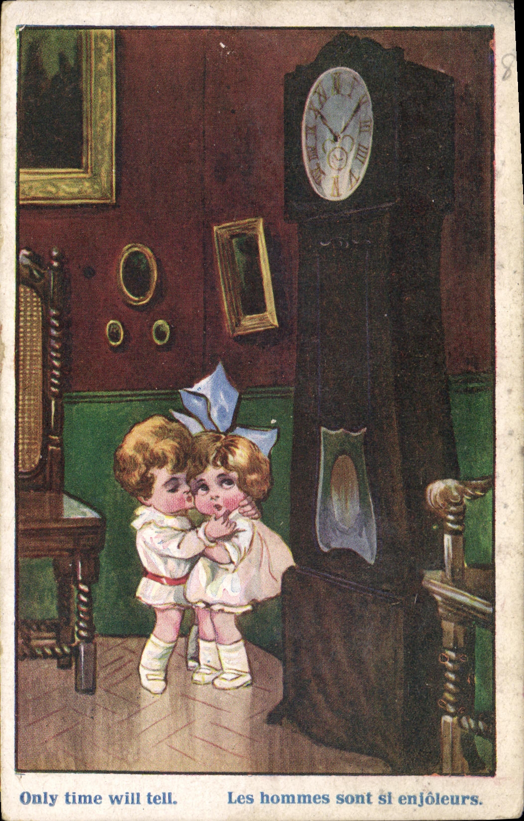 CPA Fantaisie Enfants Only time will tell horloge