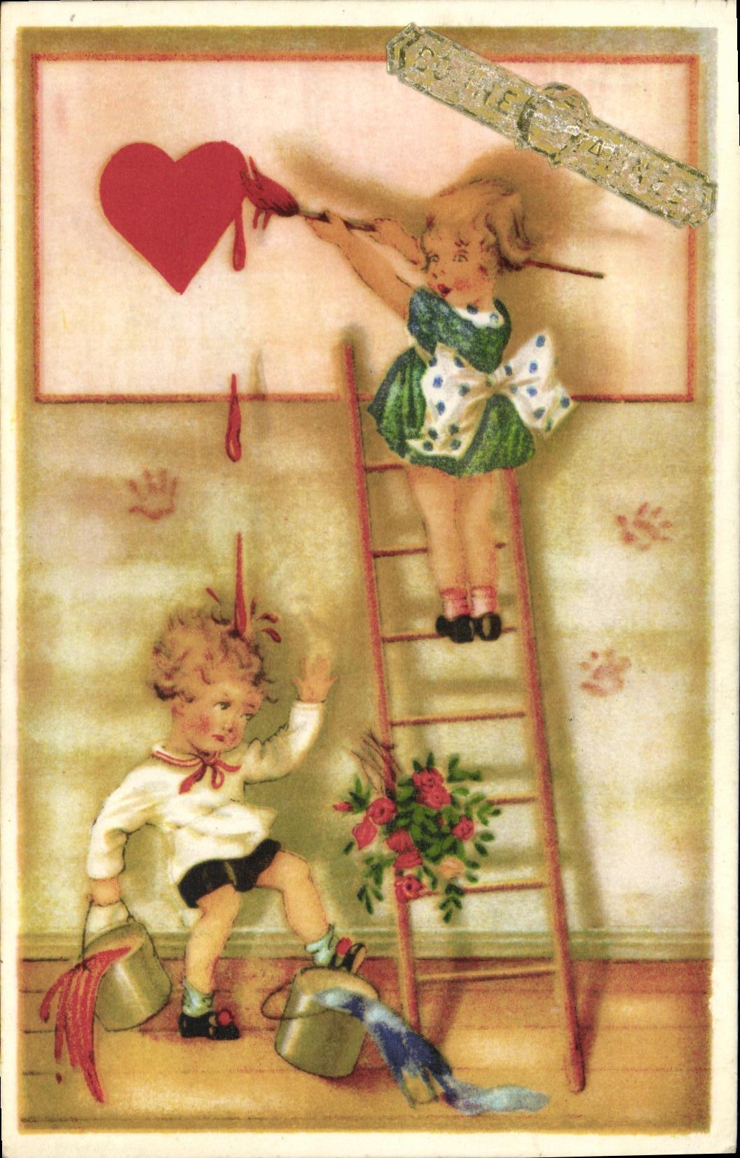 CPA Fantaisie Enfants Coeur