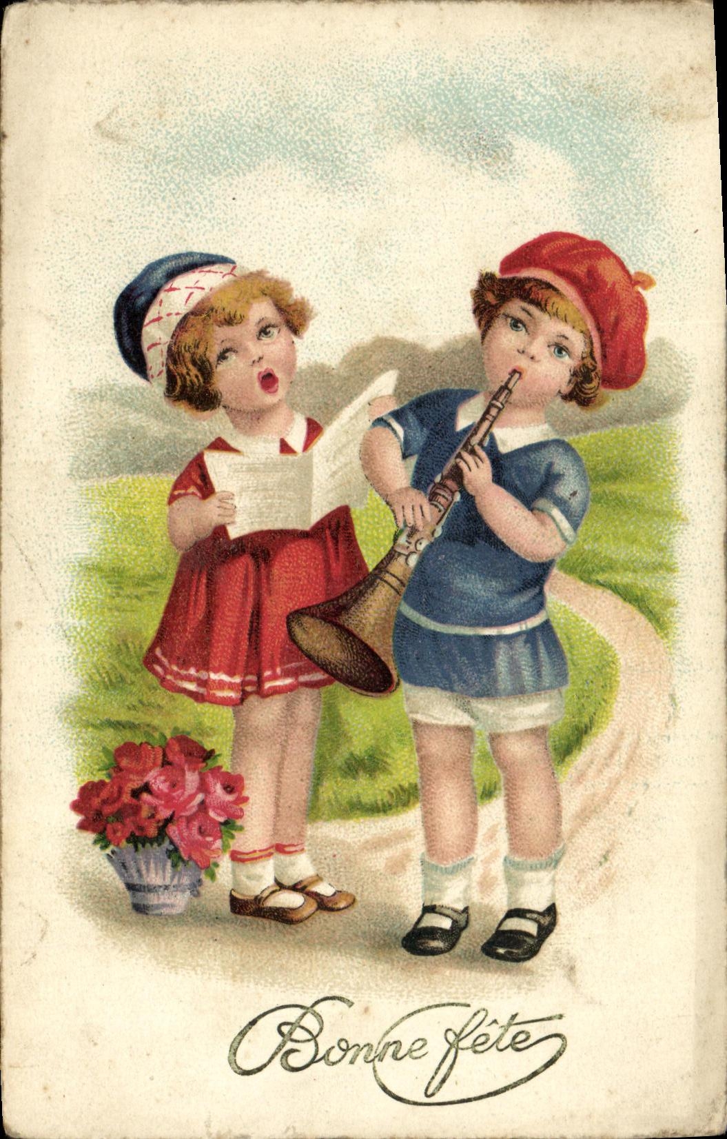 CPA Fantaisie Enfants Trompette 