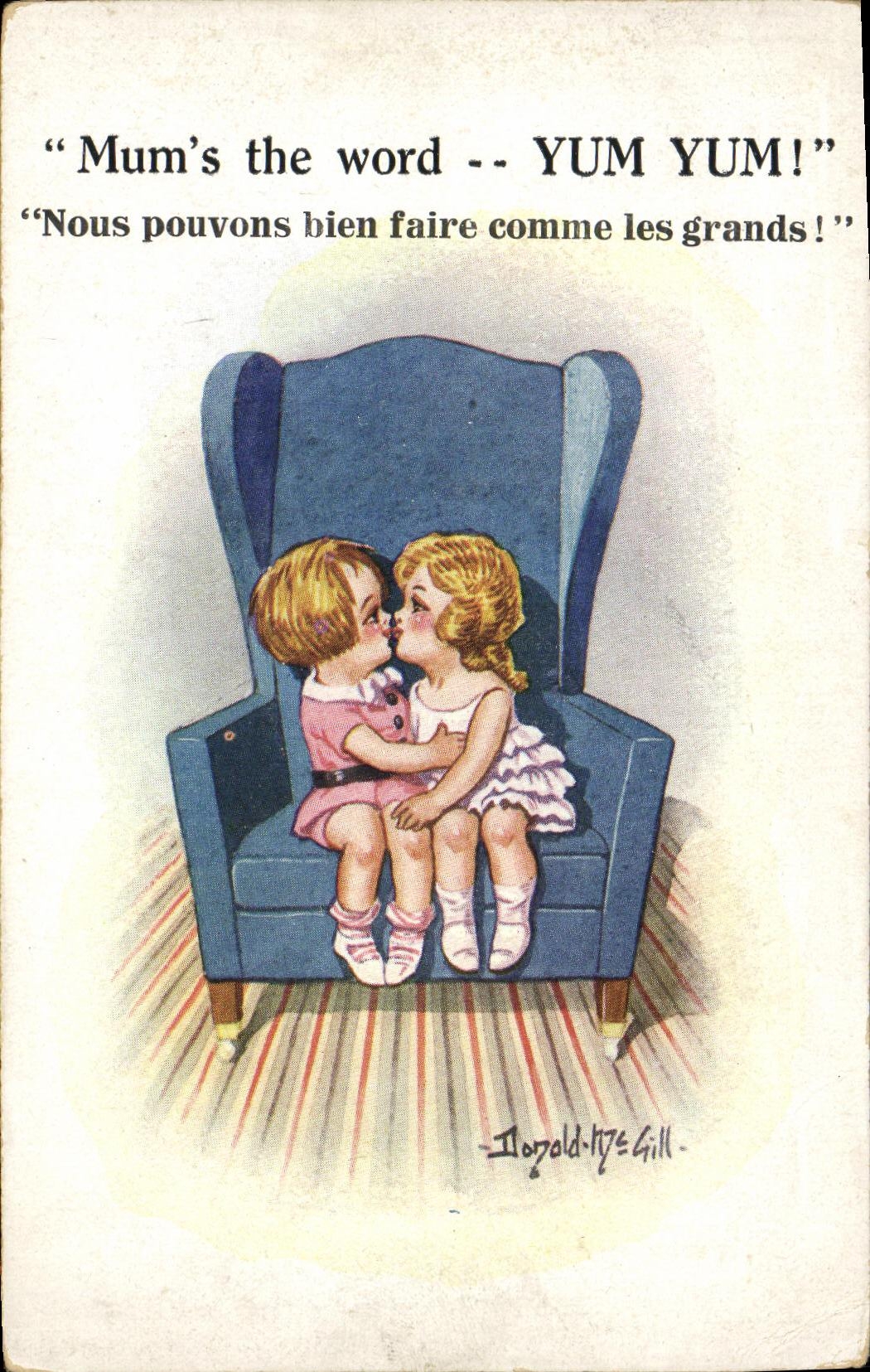 VINTAGE POSTCARD Fantasy Children Mum S the Word Yum Yum