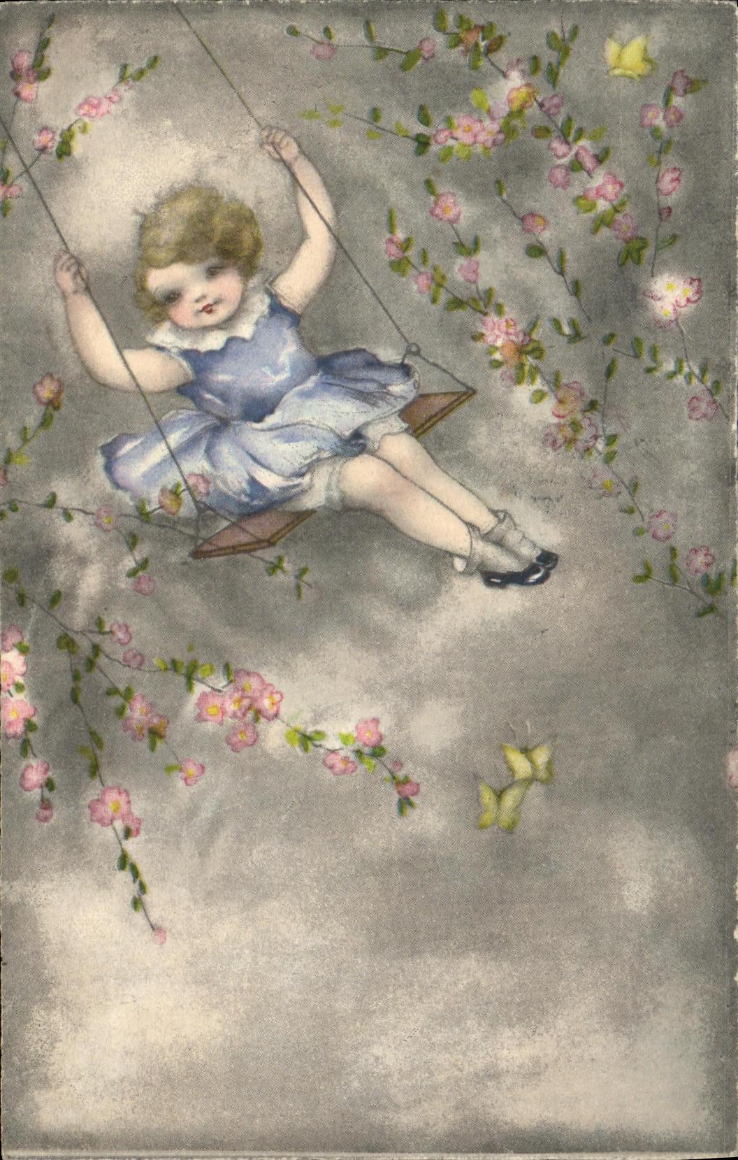 CPA Fantaisie Enfant Balancoire 