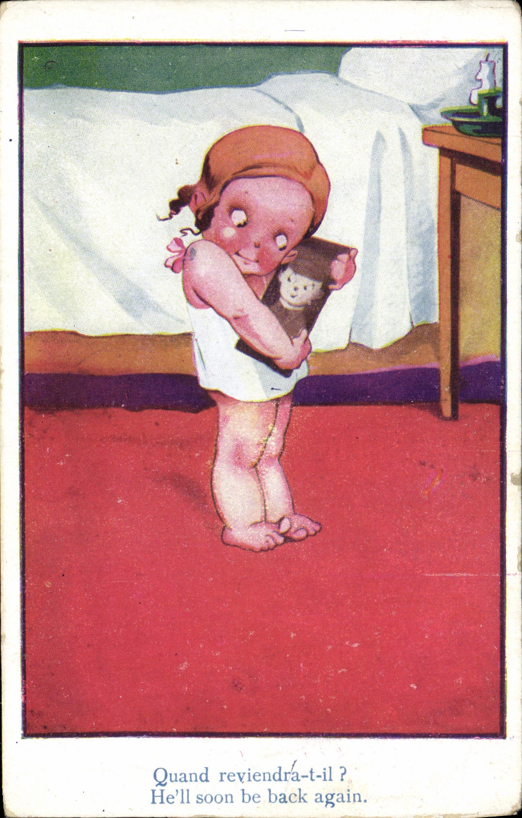 CPA Fantaisie Enfant Quand reviendra t il Militaria