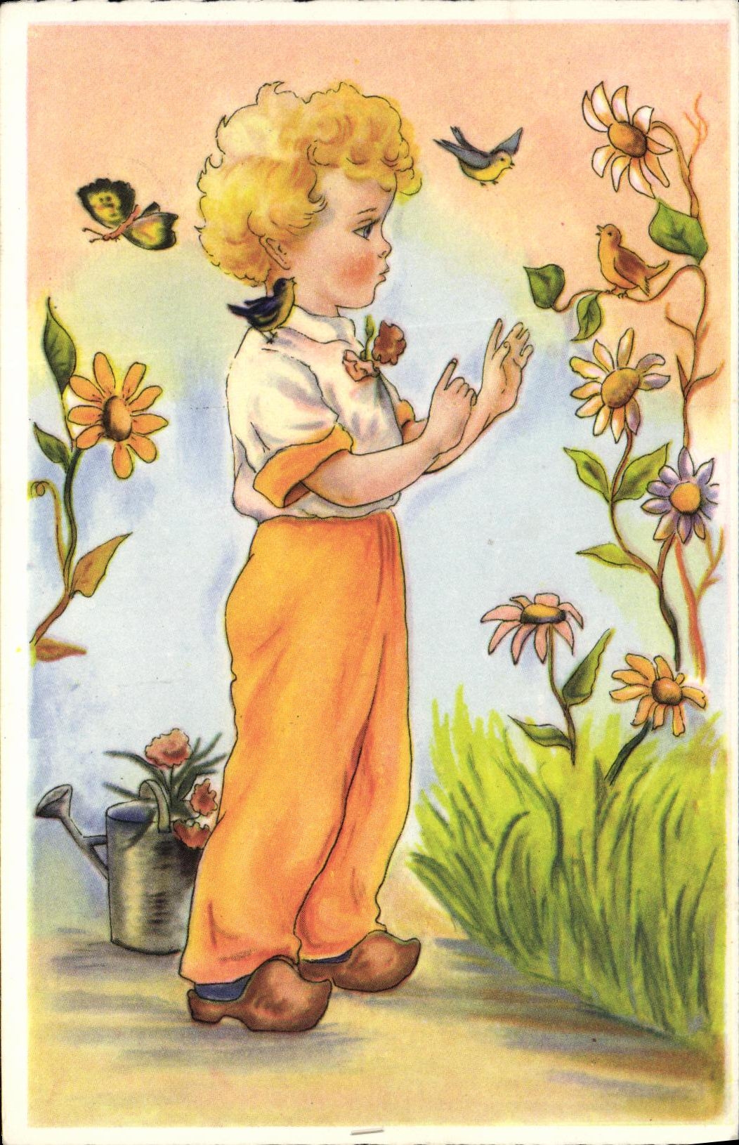 CPA Fantaisie Enfant Papillons