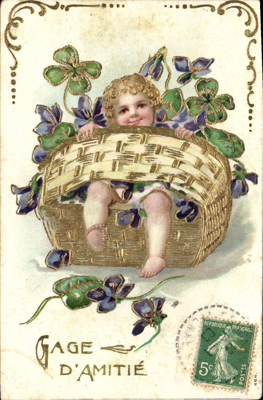 VINTAGE POSTCARD Fantaisie Child Guarantees D Trefles friendship