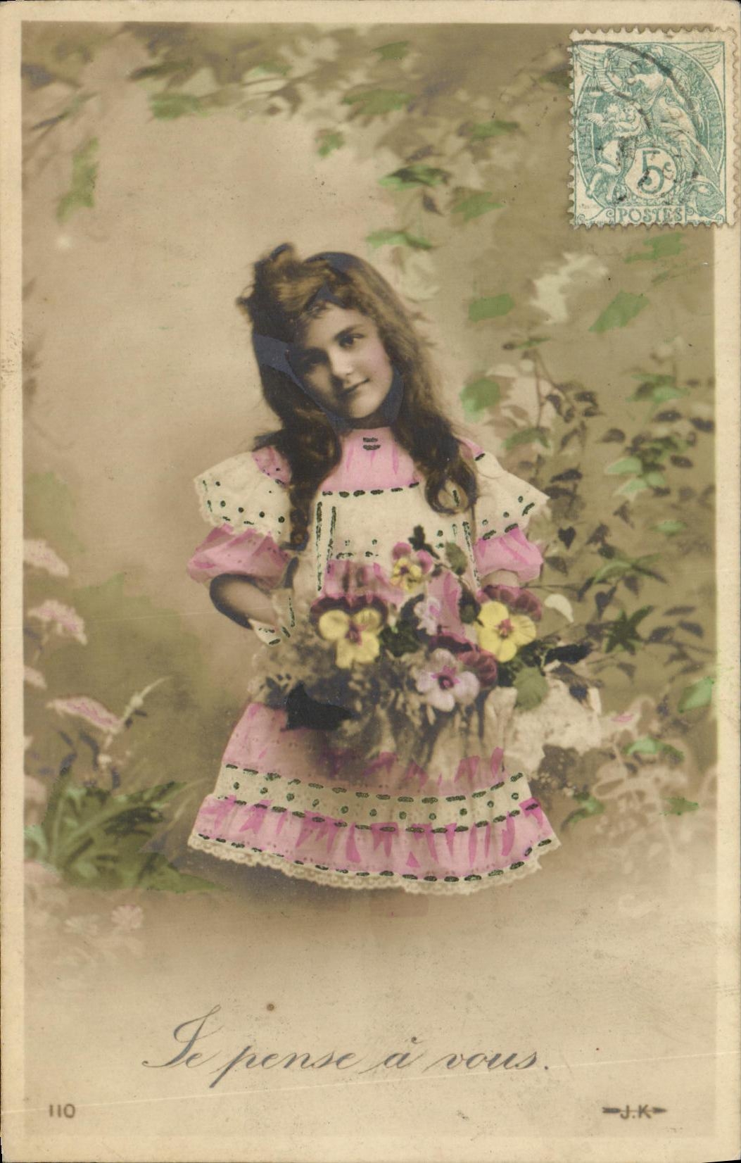 VINTAGE POSTCARD Fantaisie Child I think has you