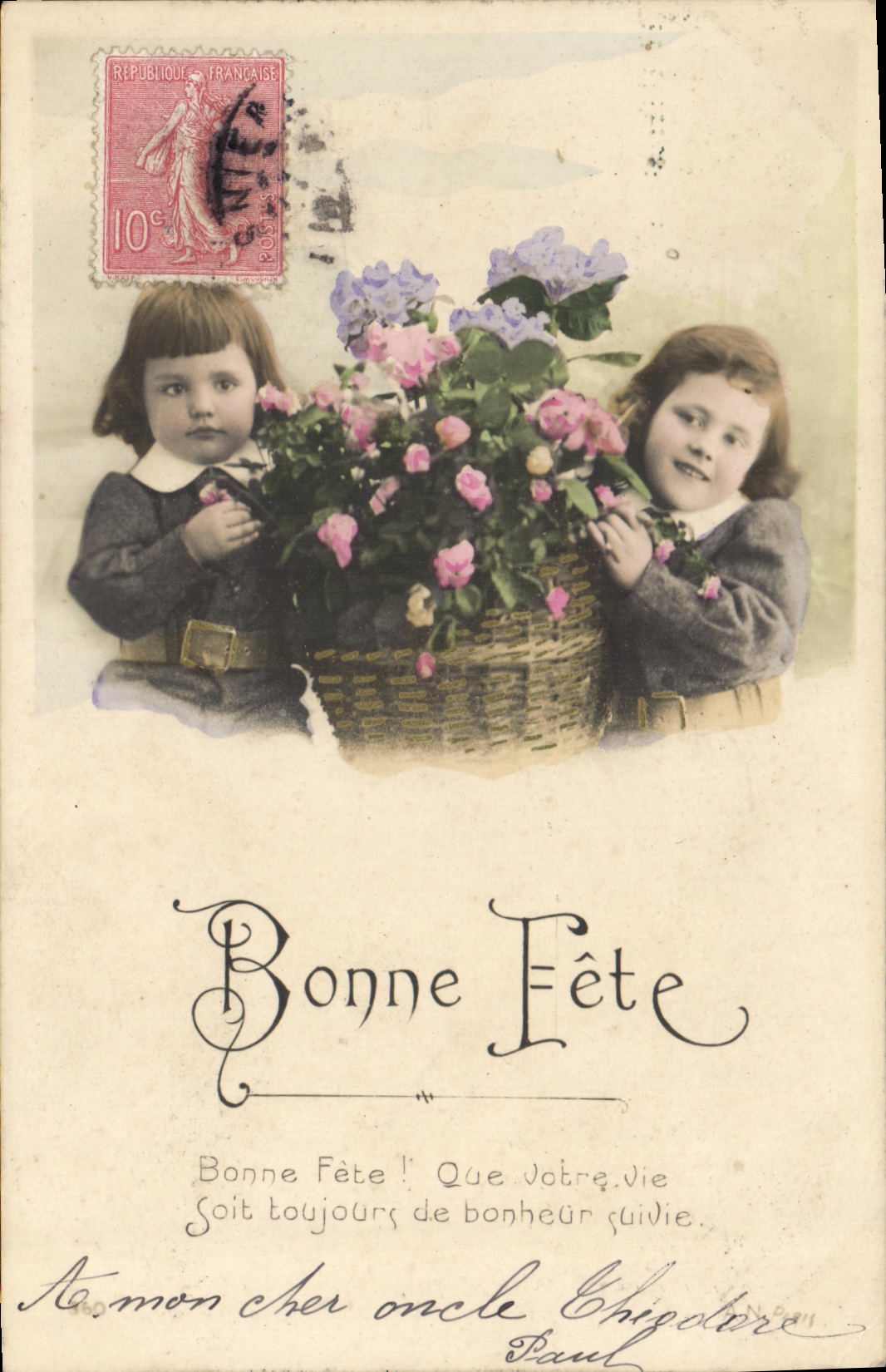 VINTAGE POSTCARD Fantasy Twin Children