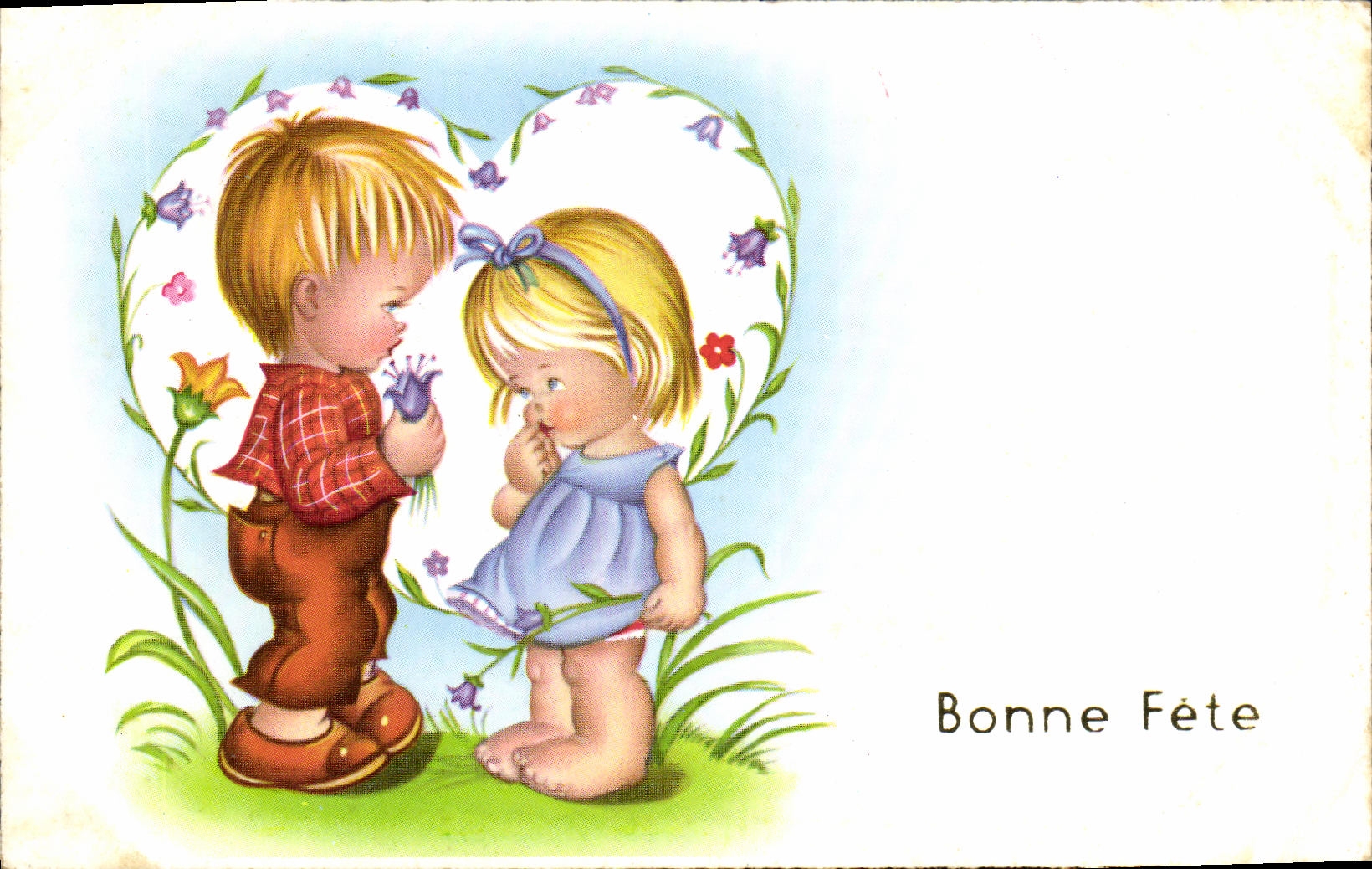 CPA Fantaisie Enfants Coeur