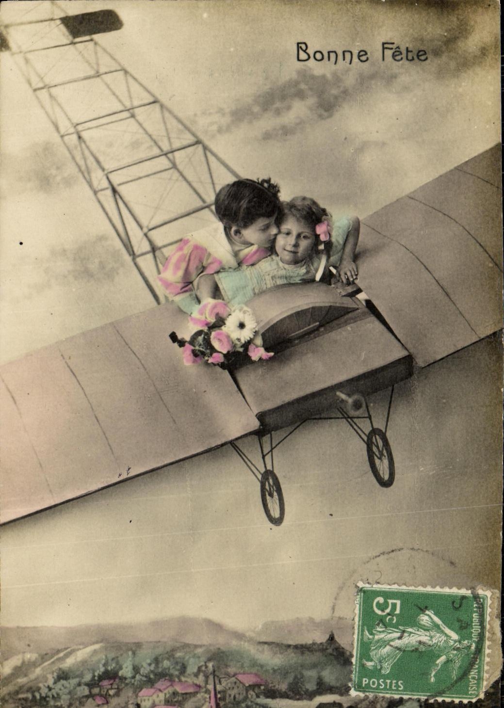 CPA Fantaisie Enfants Avion