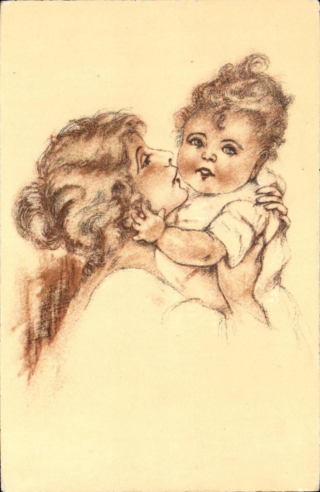 CPA Fantaisie Femme et Enfant Bebe