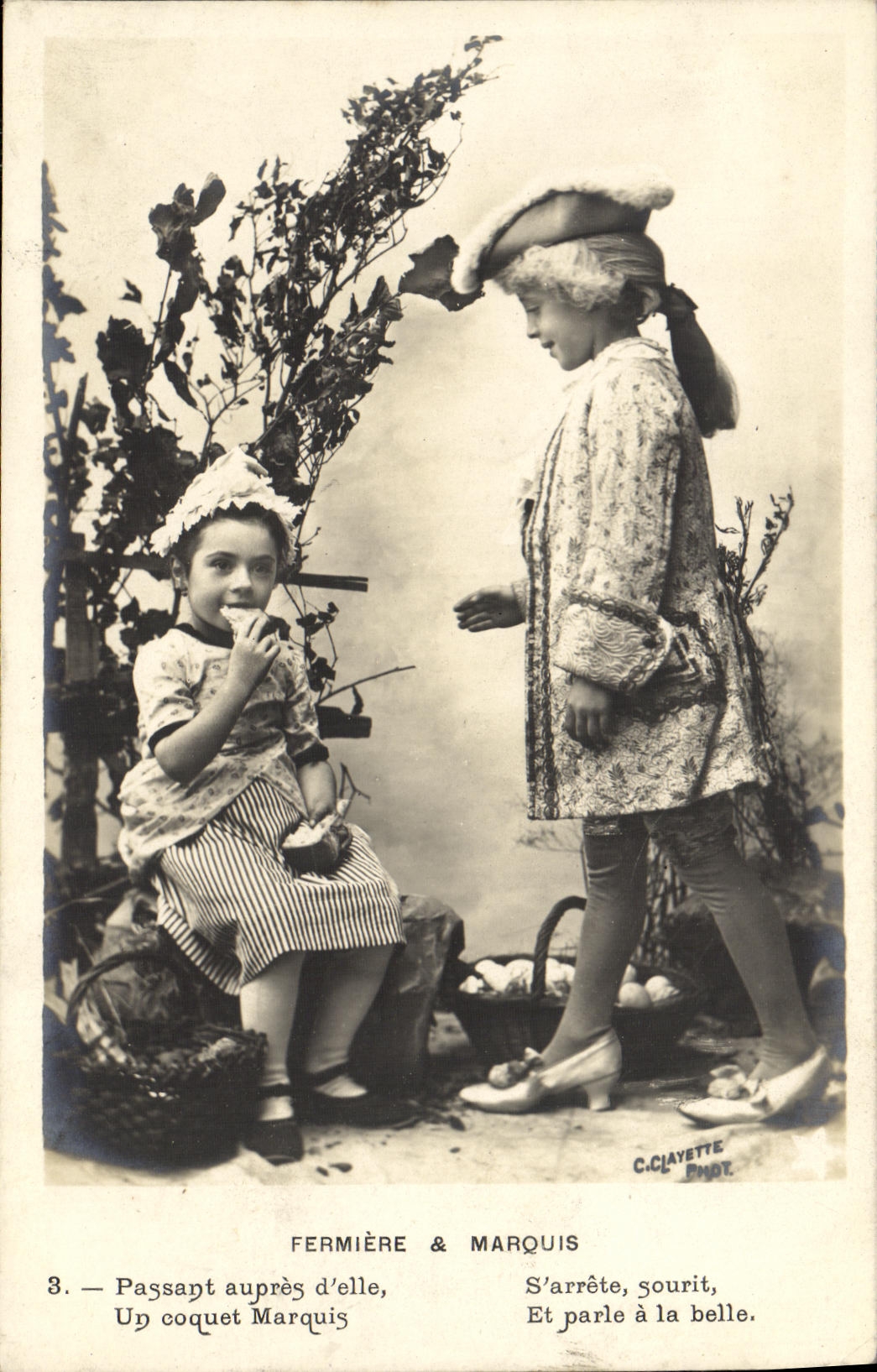 CPA Fantaisie Enfant Fermiere et marquis 