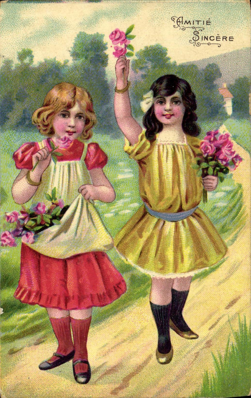 VINTAGE POSTCARD Fantasy Children sincere Friendship