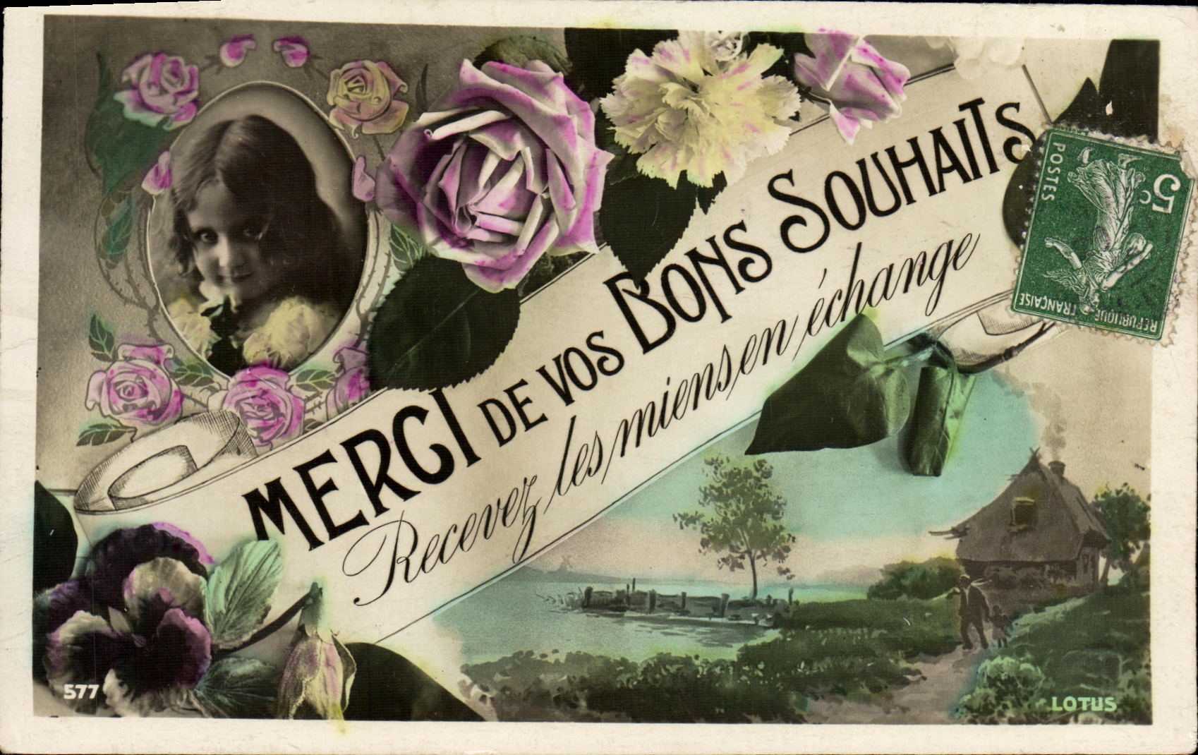 VINTAGE POSTCARD Fantasy Child Thank you for the good wishes