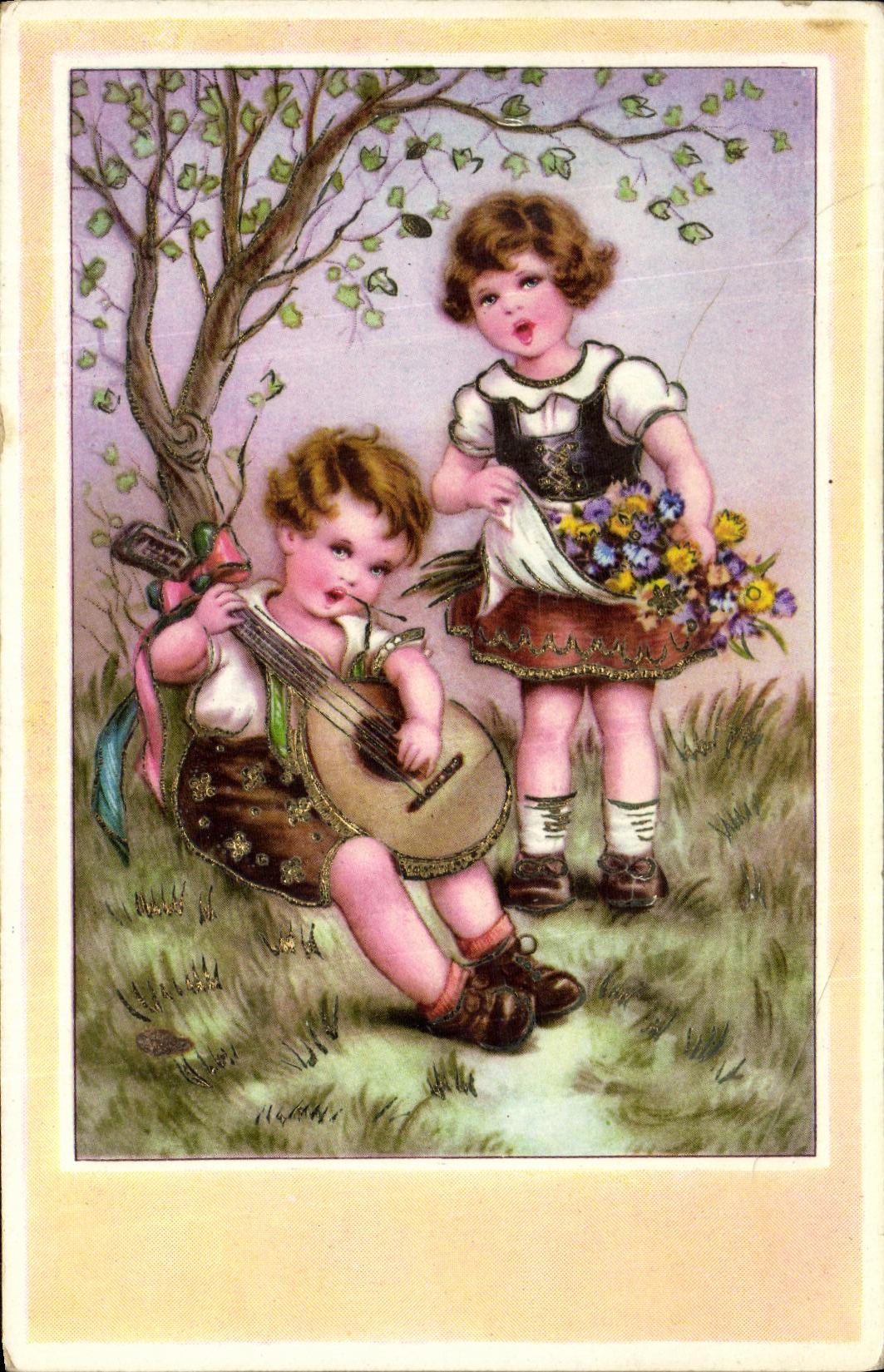 CPA Fantaisie Enfant Guitare