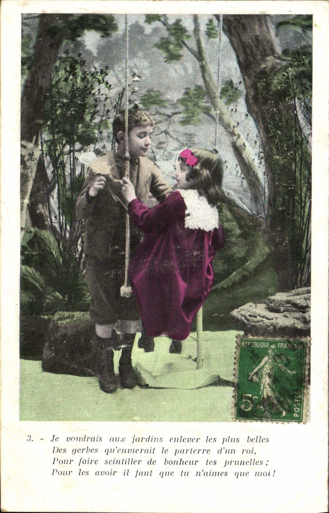 CPA Fantaisie Enfants Balancoire