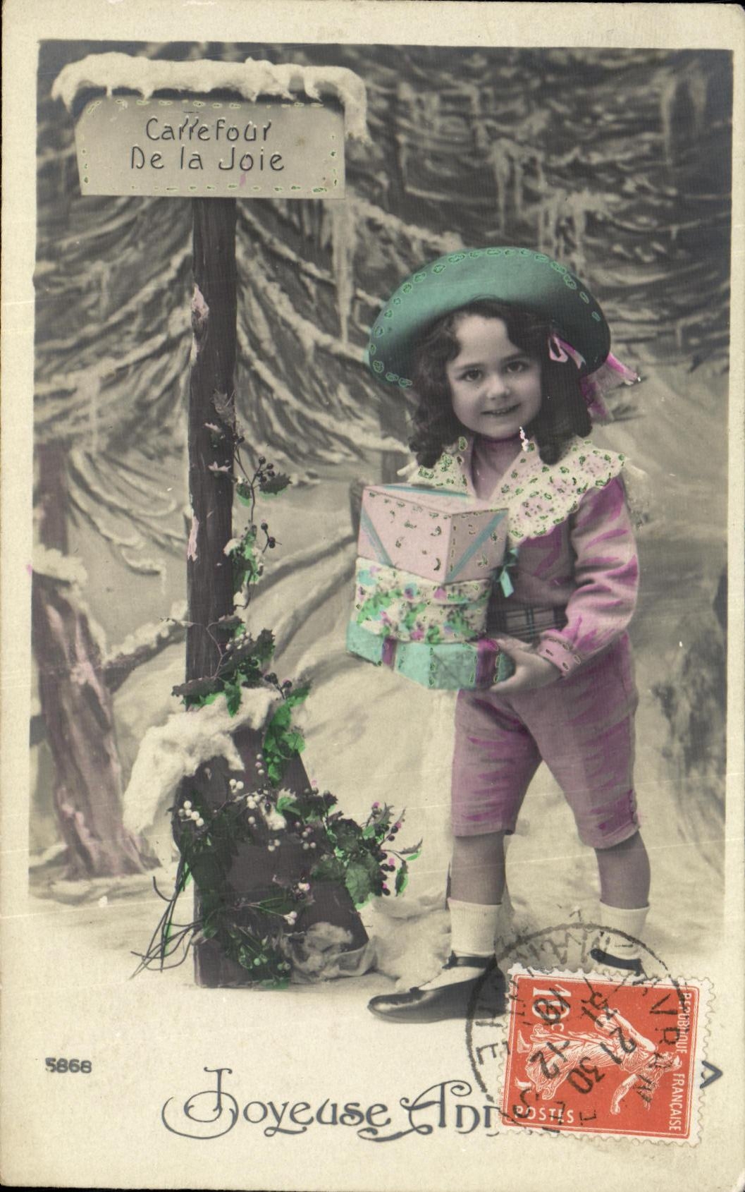 VINTAGE POSTCARD Fantasy Child Easter Crossroads of the joy