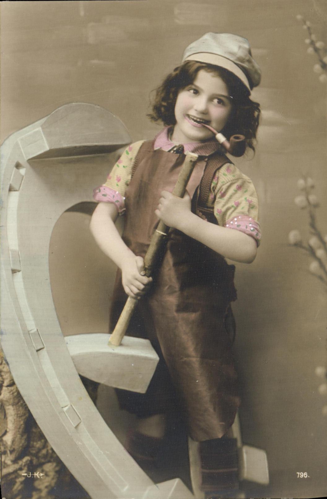 VINTAGE POSTCARD Fantasy Child Hammer and anvil