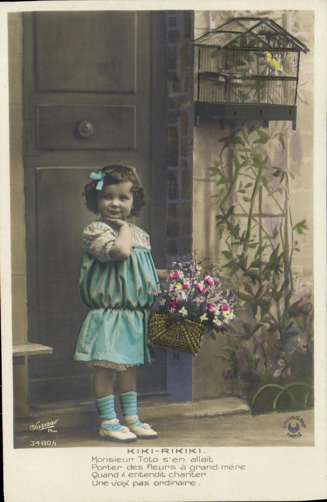 CPA Fantaisie Enfant Oiseau Canari