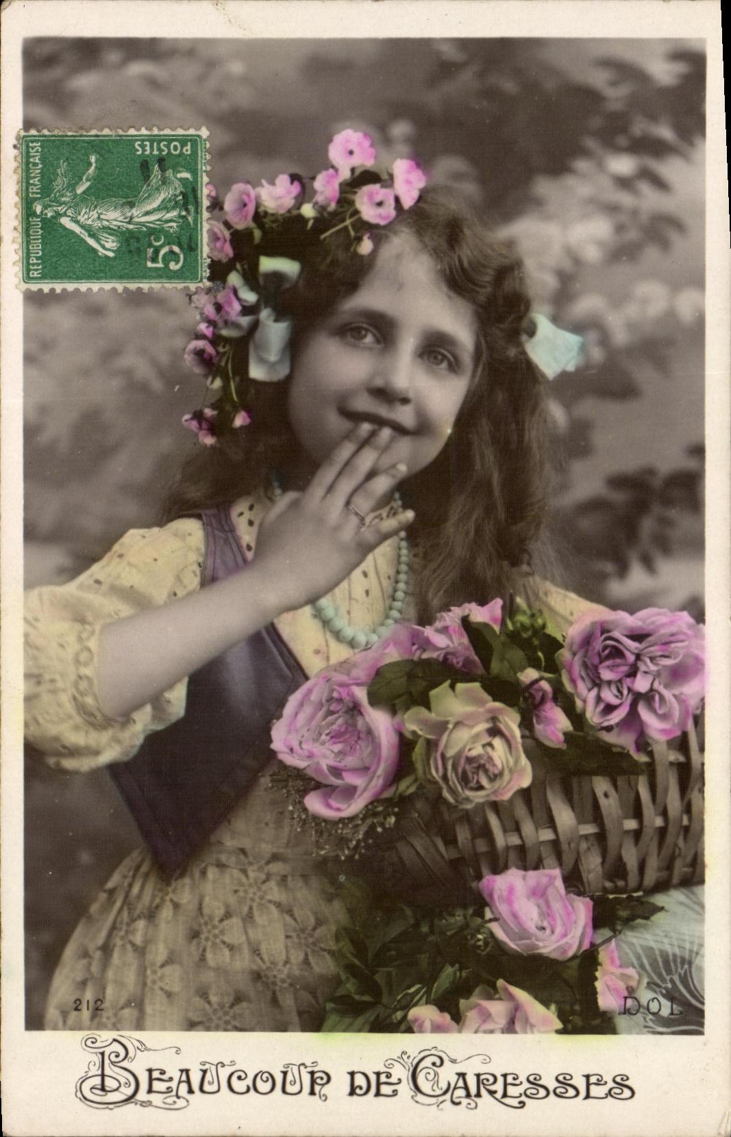 VINTAGE POSTCARD Fantasy Child Much of caresses