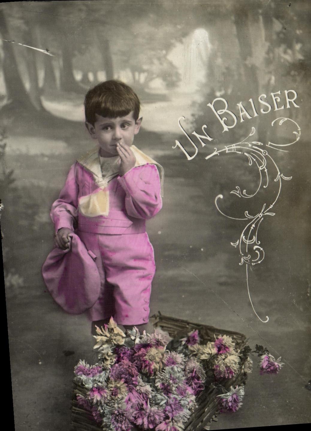 CPA Fantaisie Enfant Un baiser