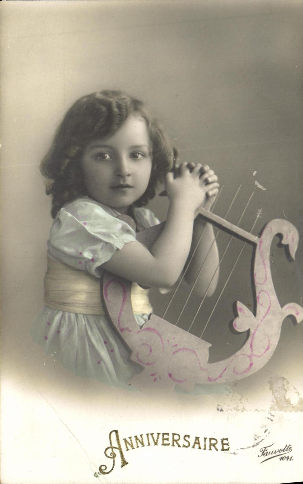 CPA Fantaisie Enfant Lyre 