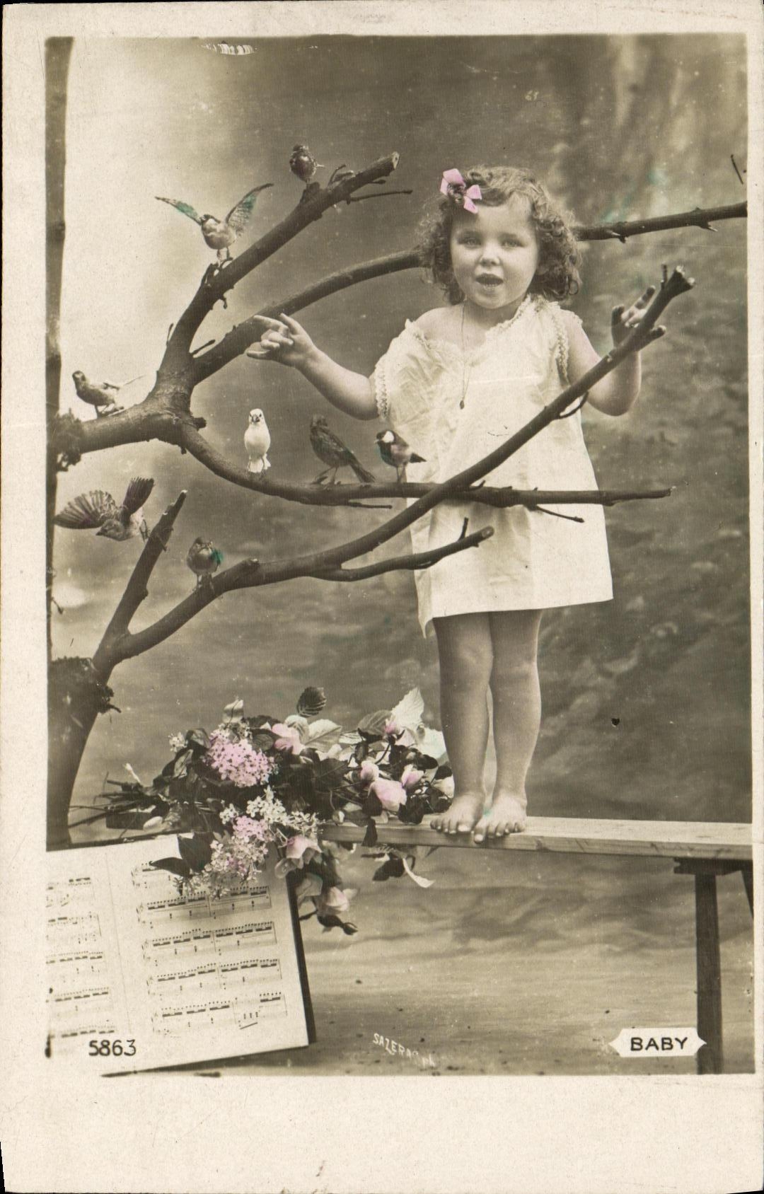 VINTAGE POSTCARD Fantasy Child Music