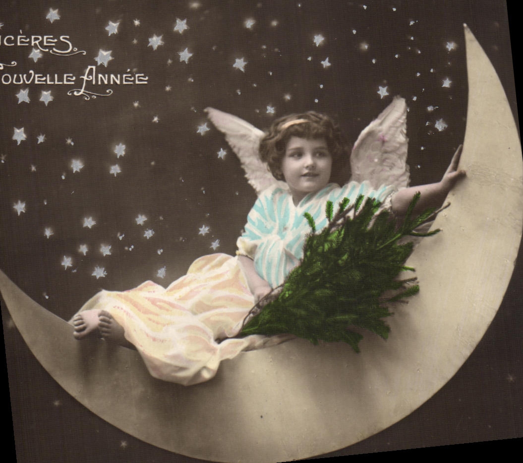 CPA Fantaisie Enfant Ange Lune