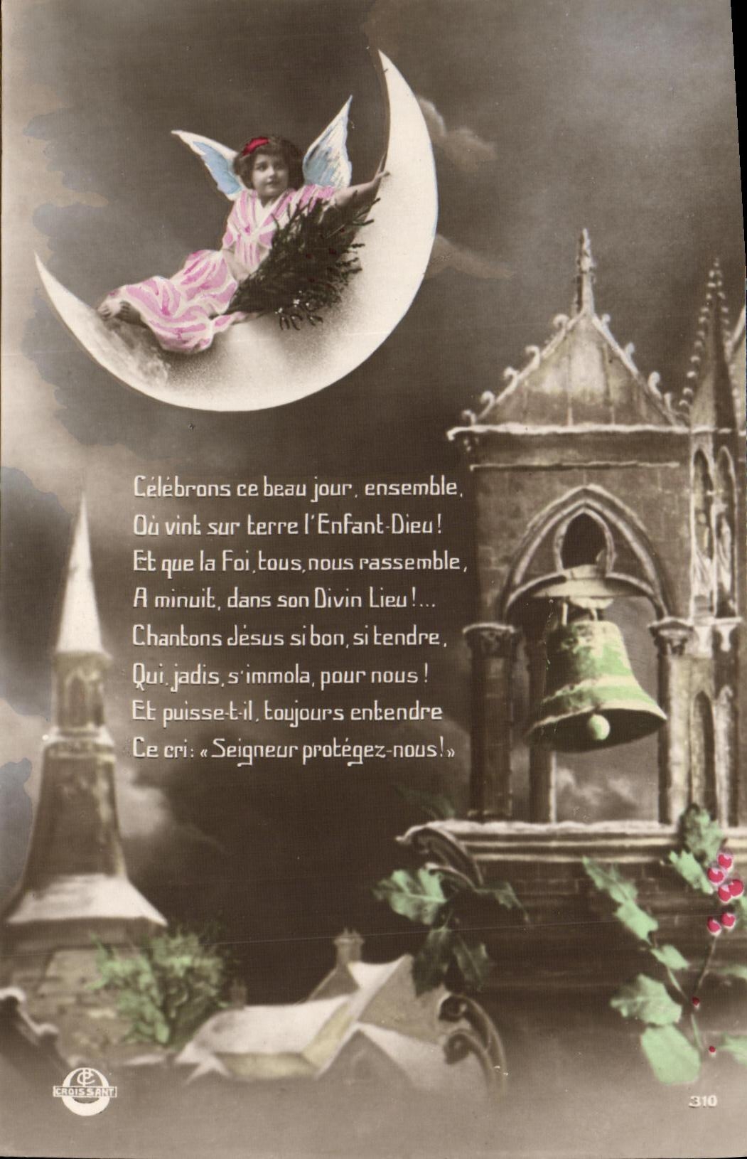 CPA Fantaisie Enfant Ange Lune