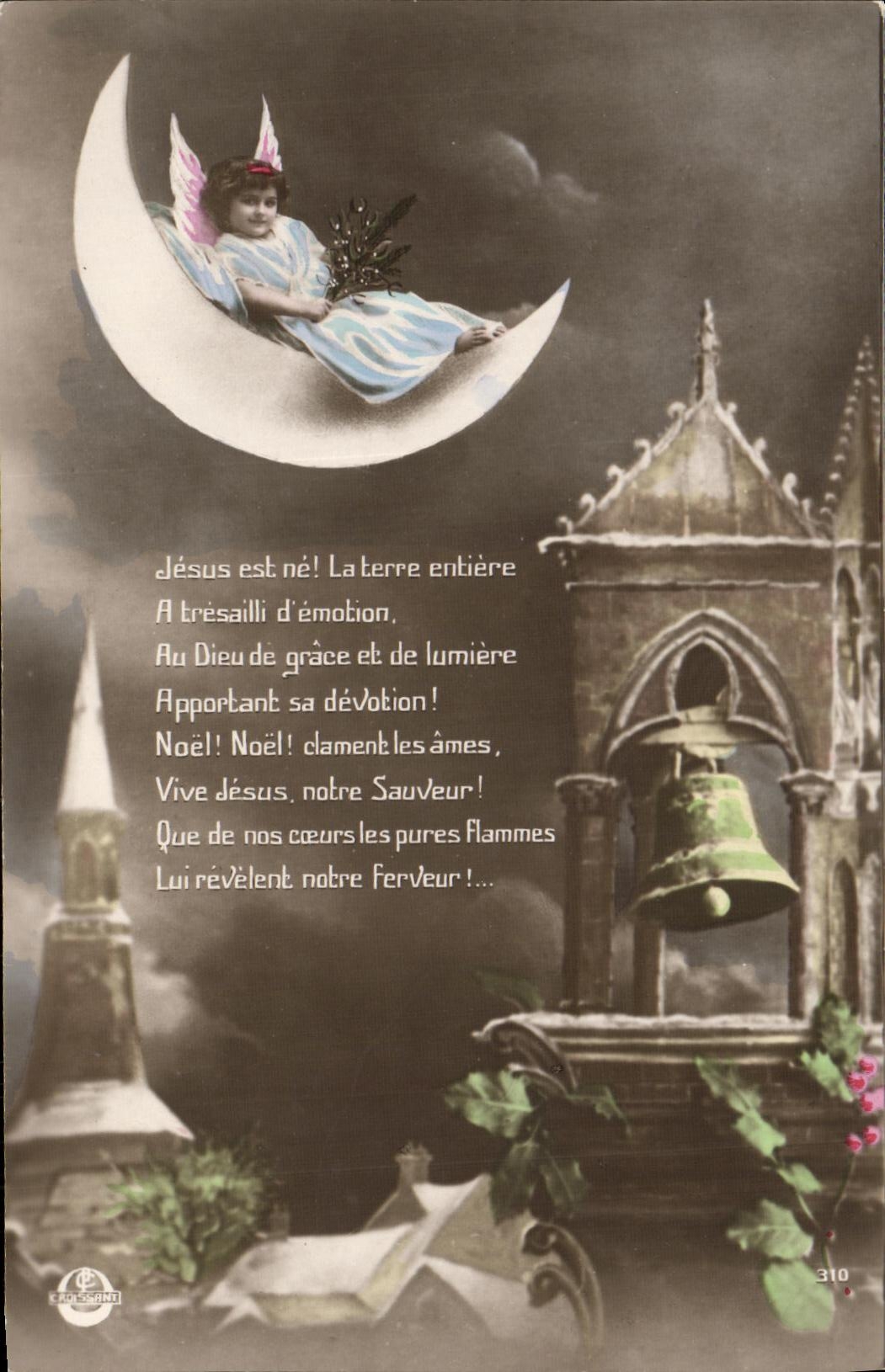 CPA Fantaisie Enfant Ange Lune