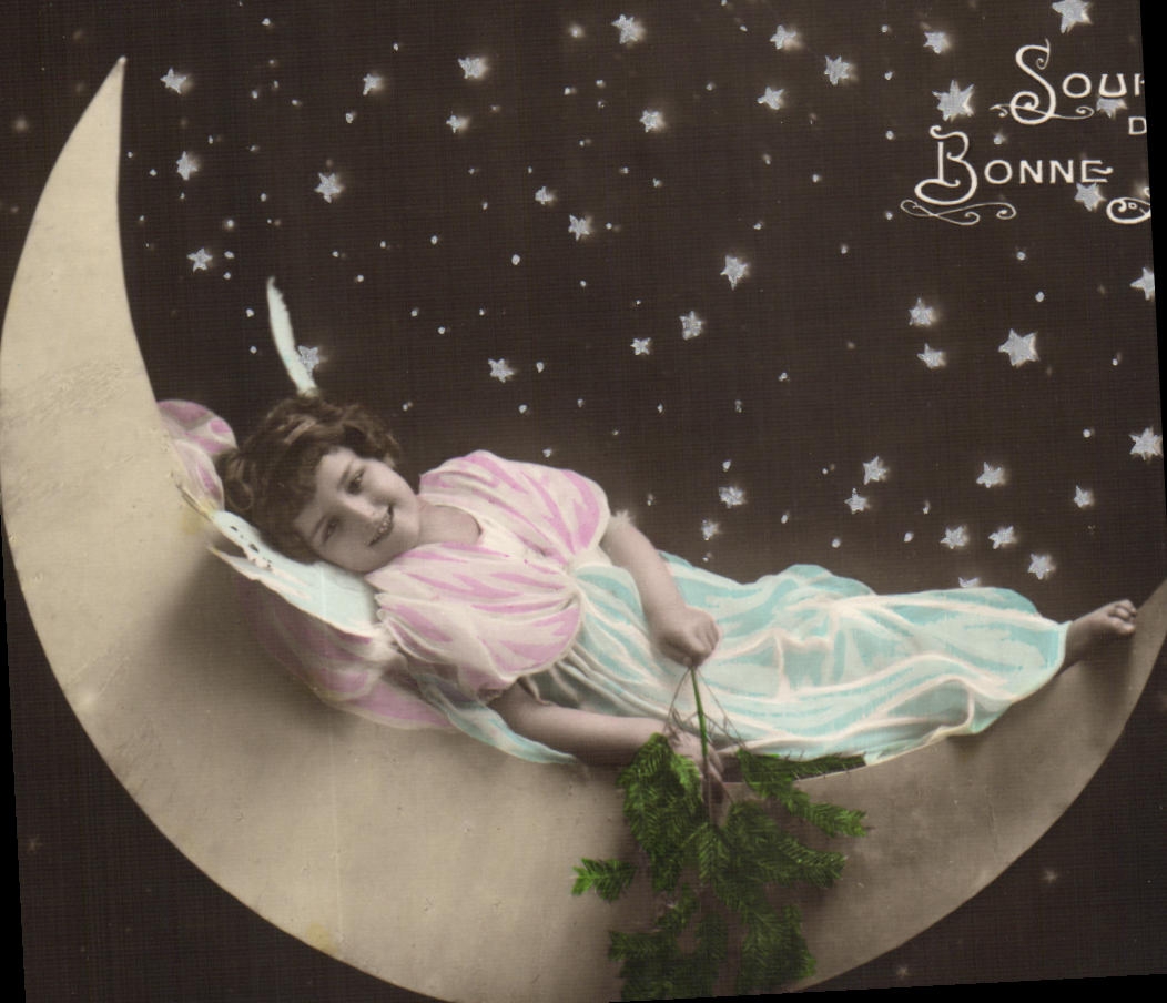 CPA Fantaisie Enfant Ange Lune