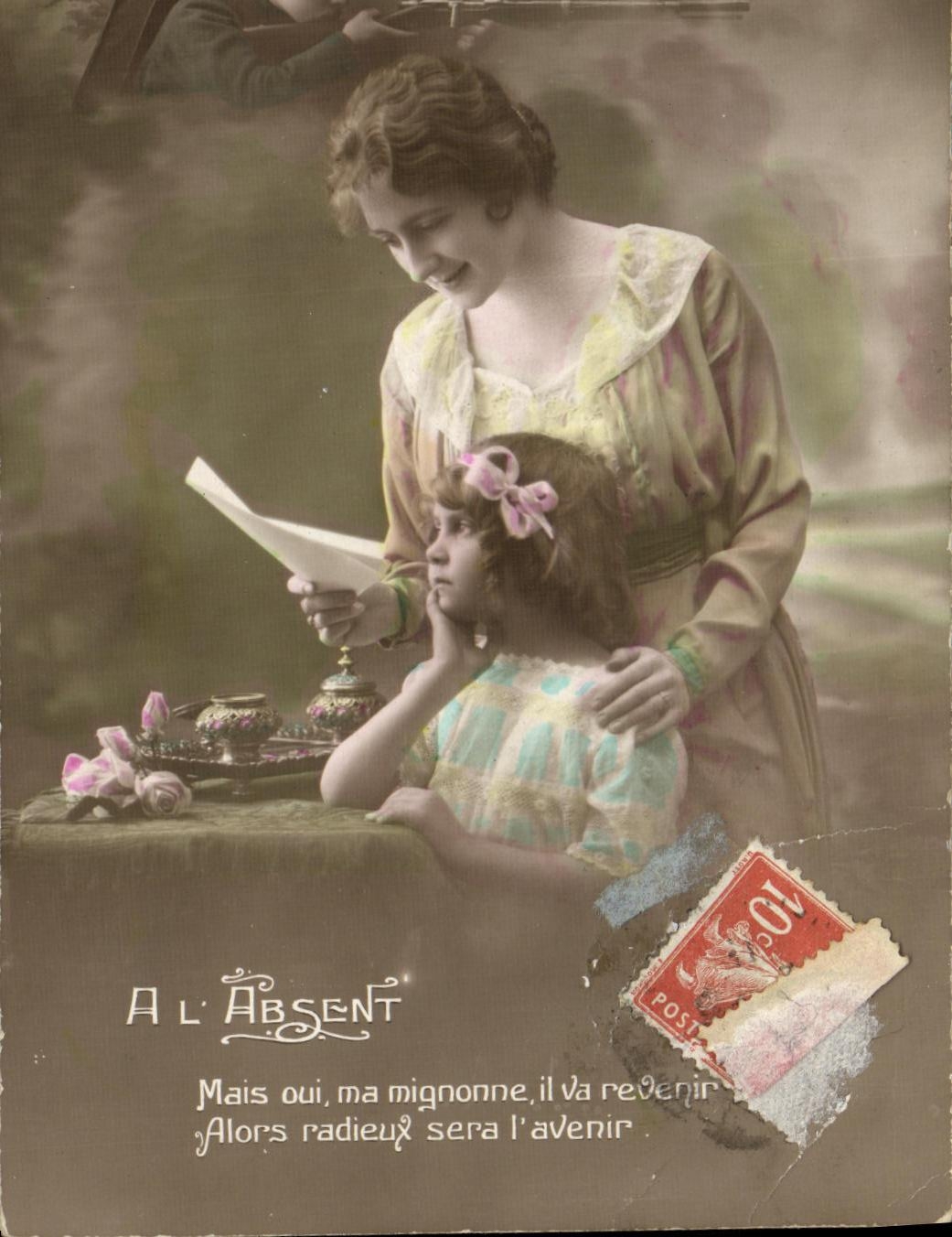 VINTAGE POSTCARD Fantaisie Child has L absent Femme