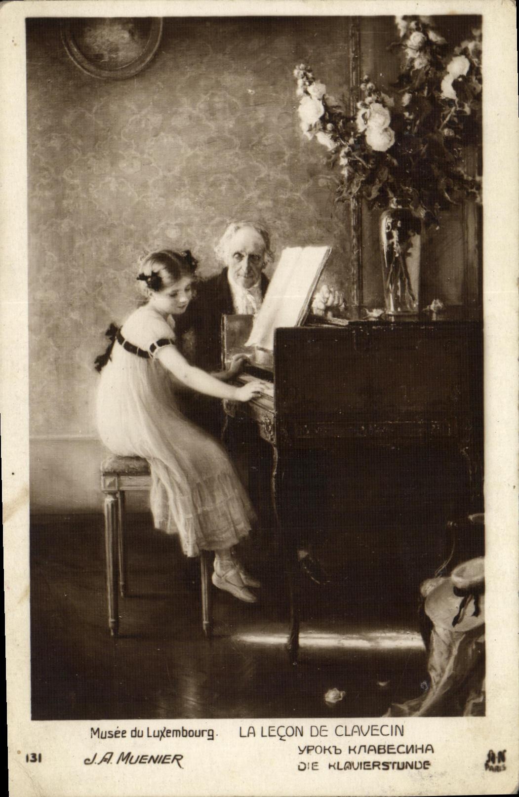 VINTAGE POSTCARD Fantasy Child Museum of Luxembourg Muenier the lacon of Harpsichord Piano