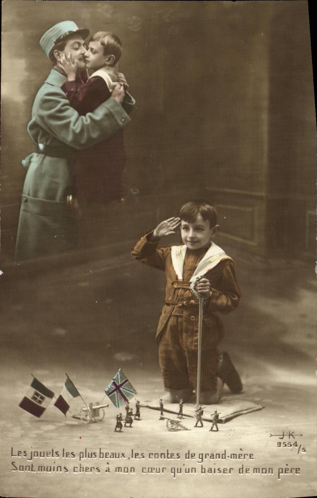 VINTAGE POSTCARD Fantasy Child Militaira Tin soldiers