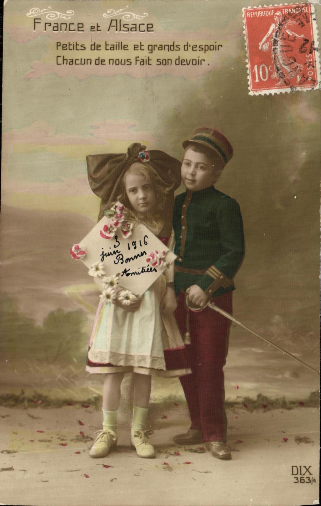 VINTAGE POSTCARD Fantasy Children France and Alsace Militaria
