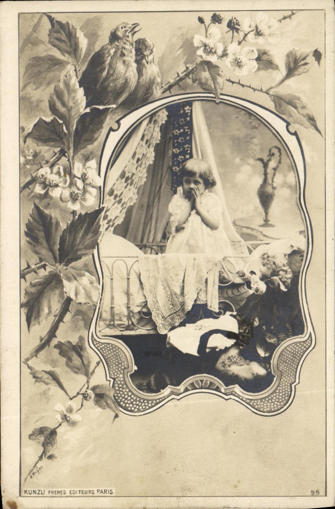 CPA Fantaisie Enfant Oiseaux