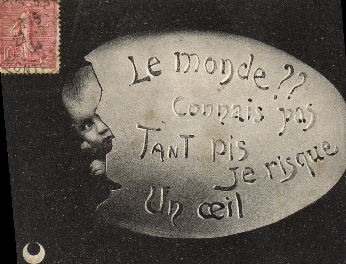 VINTAGE POSTCARD Fantasy Child Baby the mone? Do not know