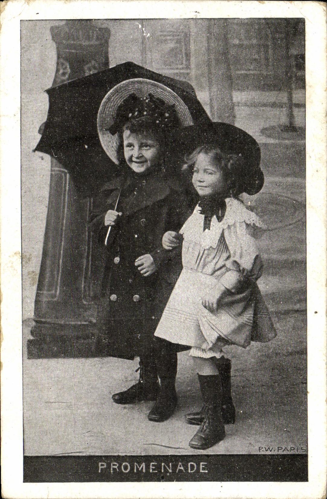 VINTAGE POSTCARD Fantasy Children Walk