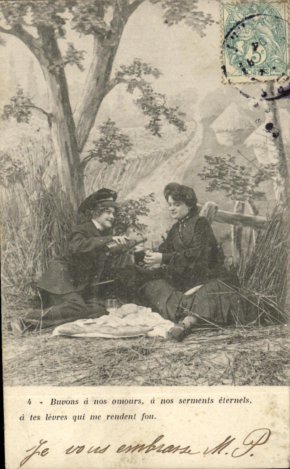 CPA Fantaisie Femmes Buvons a nos amours 