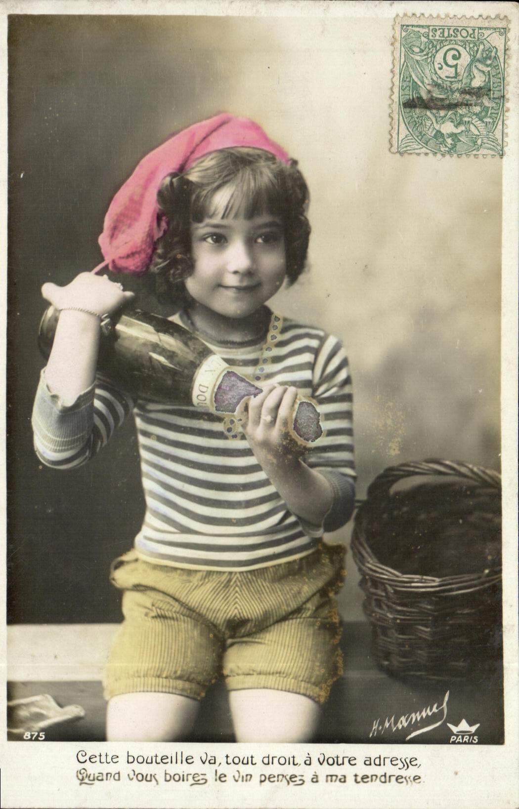 VINTAGE POSTCARD Fantasy Child Bottle