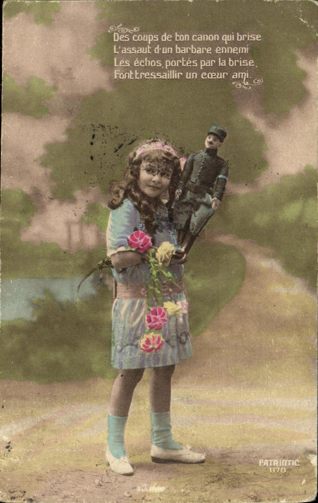 VINTAGE POSTCARD Fantasy Child Soldier miltiaria