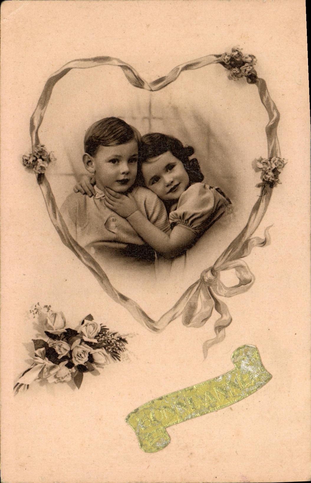 CPA Fantaisie Enfants Coeur 