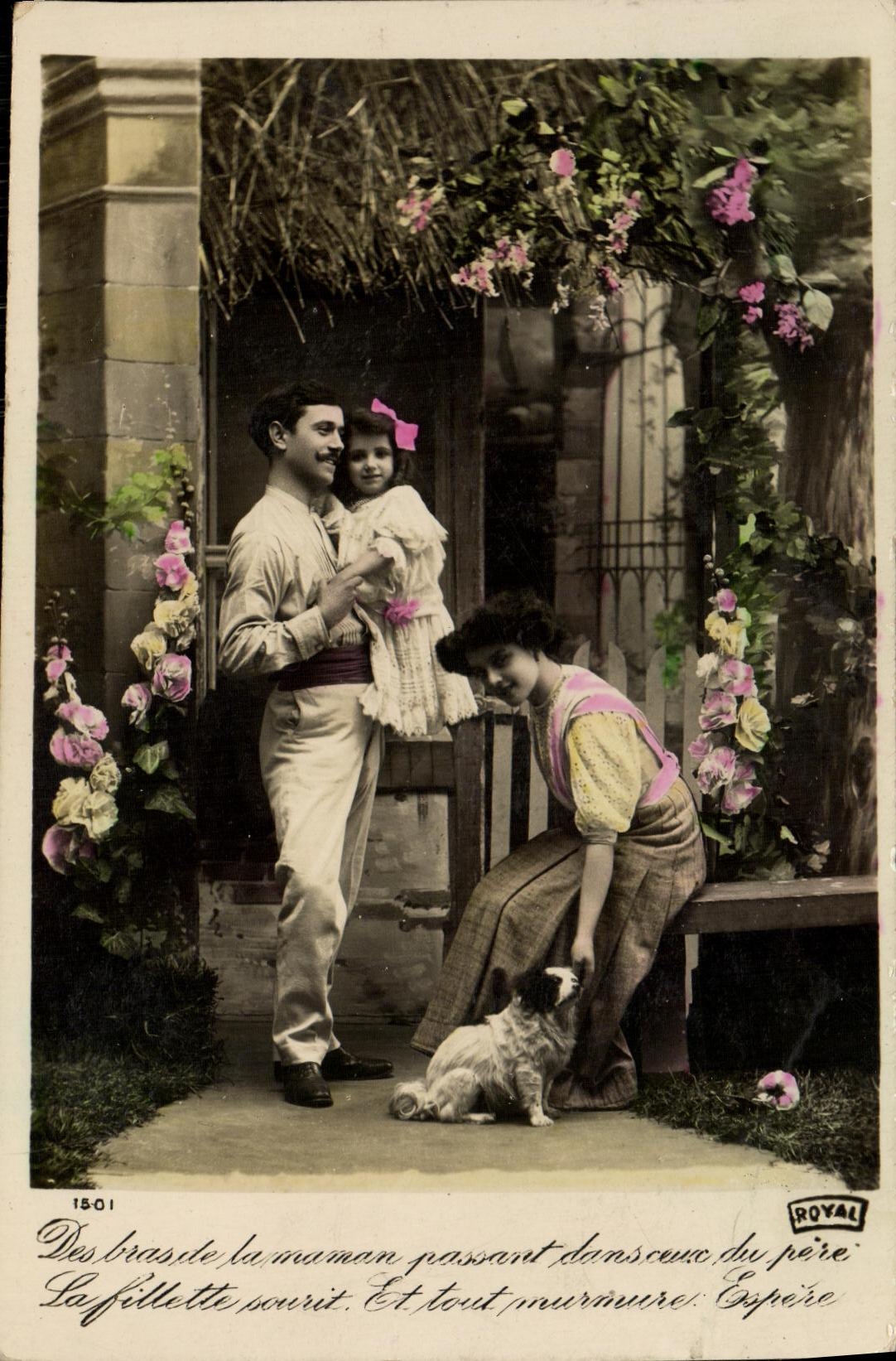 CPA Fantaisie Enfant FEmme chien